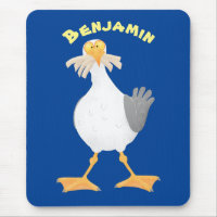 Funny seagull with French fries cartoon