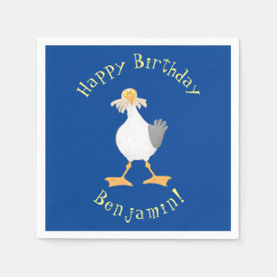 Funny seagull with French fries cartoon Napkin