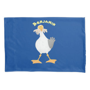 Funny seagull with French fries cartoon Pillowcase