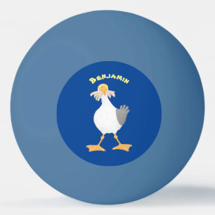 Funny seagull with French fries cartoon Ping Pong Ball