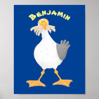 Funny seagull with French fries cartoon