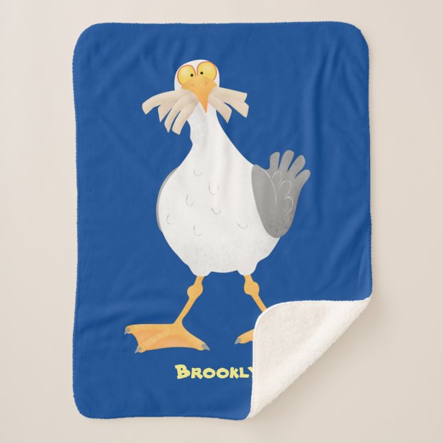 Funny seagull with French fries cartoon  Sherpa Blanket (Front)