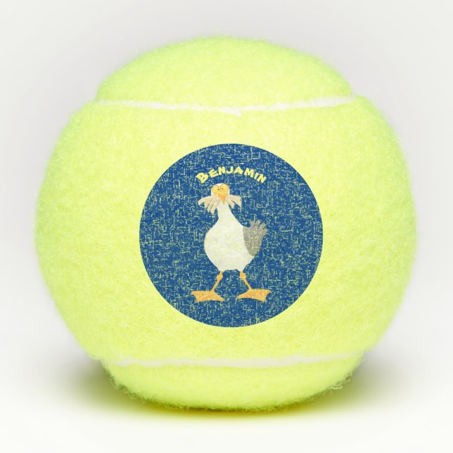 Funny seagull with French fries cartoon Tennis Balls (Front)