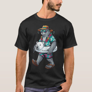 Funny Seal Hawaiian Polar Bear Pool Floaty T-Shirt
