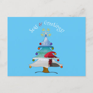 Funny Seas and Greetings Photo Beach Christmas Holiday Postcard