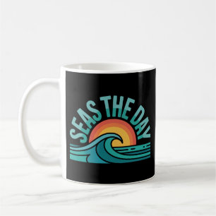 Funny Seas The Day Retro Ocean Badge Mug