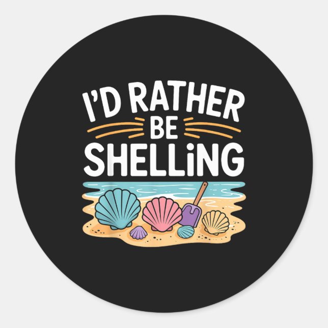 Funny Seashell Design For Men Women Sea Shell Seas Classic Round Sticker (Front)