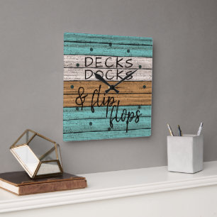 Funny Seaside Beachy Summer Quote Art Square Wall Clock