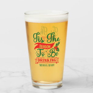 Funny Season Drinking Christmas beer Glass