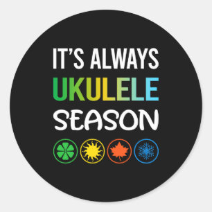 Funny Season Ukulele  Classic Round Sticker