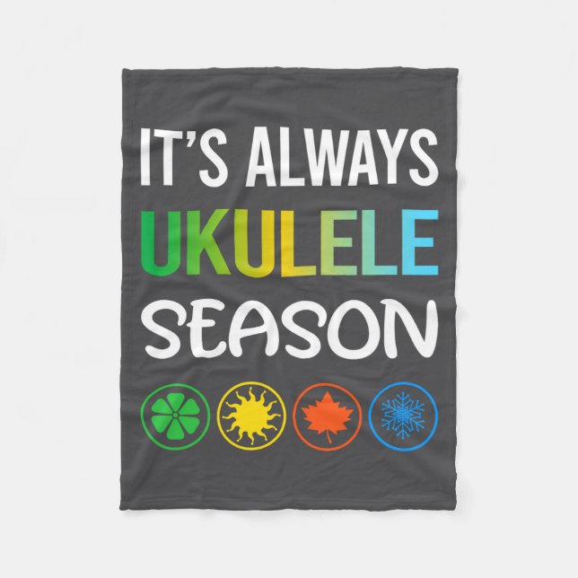 Funny Season Ukulele  Fleece Blanket (Front)