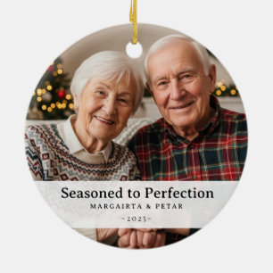 Funny Seasoned to Perfection Grandparent Photo  Ceramic Tree Decoration