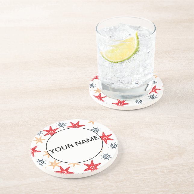 Funny Seastars And Steerwheels Pattern Coaster (Side)