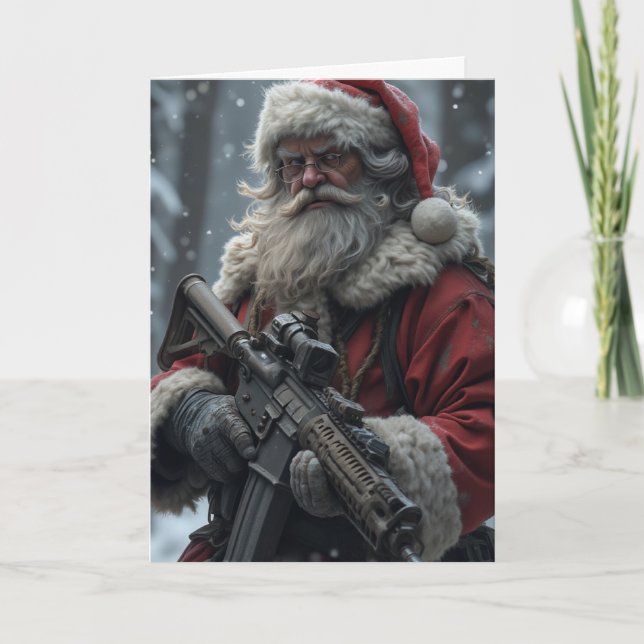 Funny Second Amendment Santa Claus Christmas Card (Front)