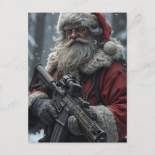 Funny Second Amendment Santa Claus Christmas Postcard