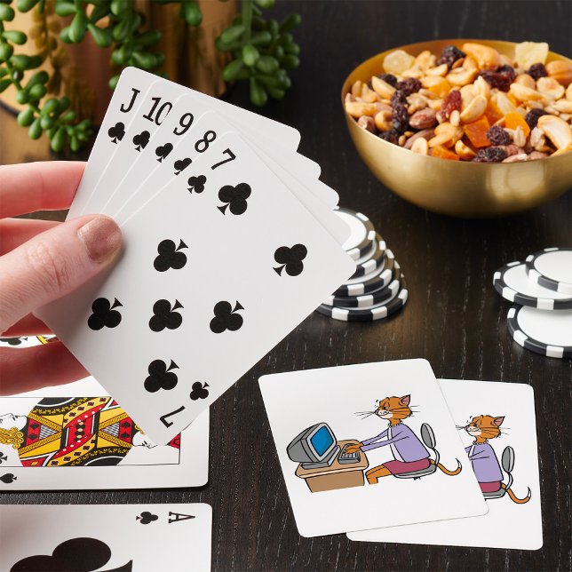 Funny Secretary Cat Cartoon Office Humour  Playing Cards (Creator Uploaded)