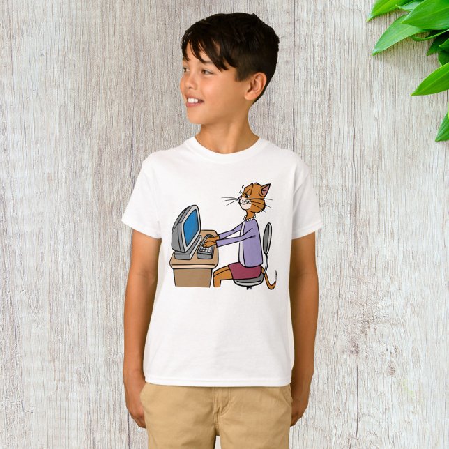Funny Secretary Cat Cartoon Office Humour  T-Shirt (Creator Uploaded)
