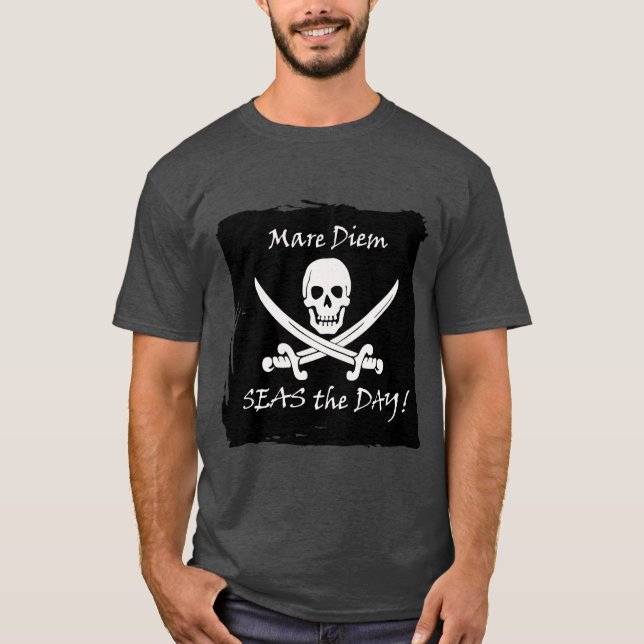 Funny Seize the Day Pirate Pun T-Shirt (Front)