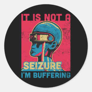 Funny Seizure - Purple Ribbon For Epilepsy Awarene Classic Round Sticker