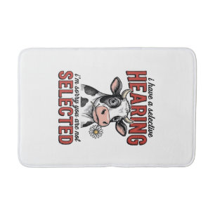 Funny Selective Hearing Cow Vintage Shirt Design_1 Bath Mat