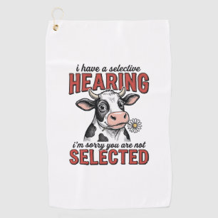 Funny Selective Hearing Cow Vintage Shirt Design_1 Golf Towel
