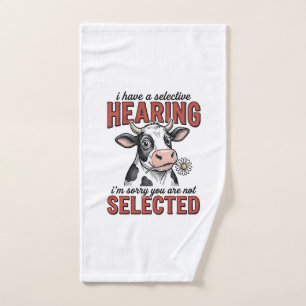 Funny Selective Hearing Cow Vintage Shirt Design_1 Hand Towel