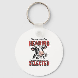Funny Selective Hearing Cow Vintage Shirt Design_1 Key Ring