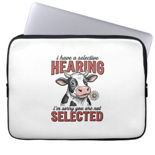 Funny Selective Hearing Cow Vintage Shirt Design_1 Laptop Sleeve