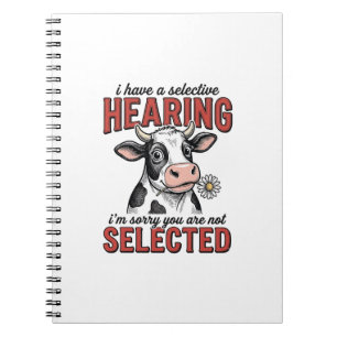 Funny Selective Hearing Cow Vintage Shirt Design_1 Notebook