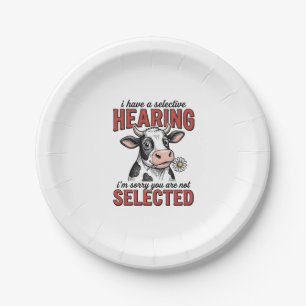 Funny Selective Hearing Cow Vintage Shirt Design_1 Paper Plate