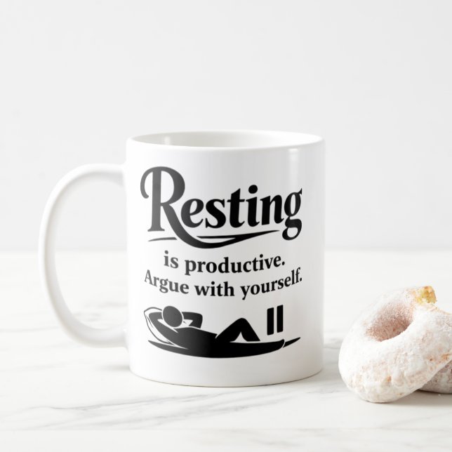 Funny Self Care Mug – Resting Is Productive (With Donut)