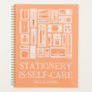 Funny Self-Care Quote Peach Orange Art Supplies Planner