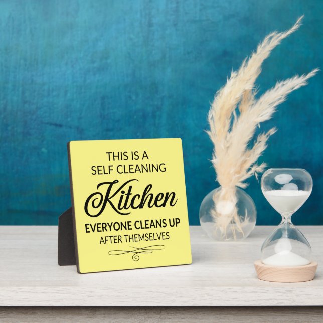 funny self cleaning kitchen word art plaque (Insitu)