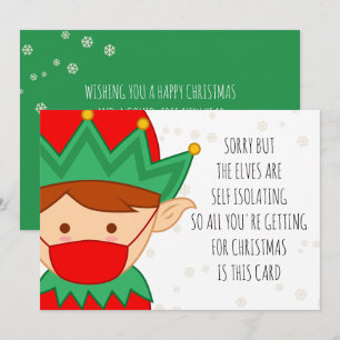 Funny Self Isolating Elves Covid Christmas Holiday Card