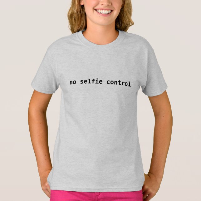  Funny Selfie Humour Tee, "No Selfie Control" Kids T-Shirt (Front)
