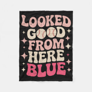 Funny Sell Mom Quote Looked Good From Here Blue So Fleece Blanket