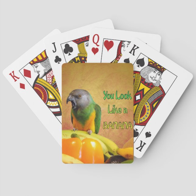 Funny Senegal Parrot Banana Playing Cards (Back)