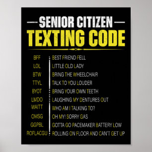 Funny Senior Citizen&#; s Texting Code Fathers Day Poster