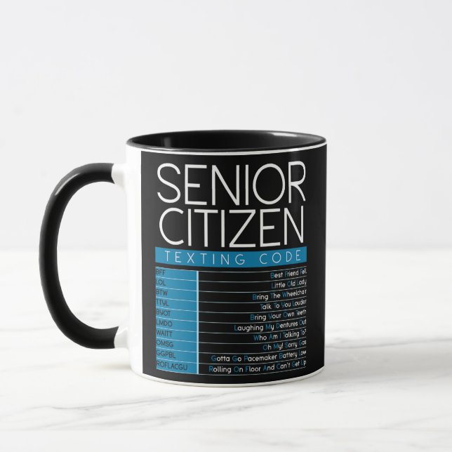 Funny Senior Citizen Texting Code Cool Grandpa Mug (Left)