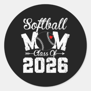 Funny Senior Softll Mum Cl Of 2026 Graduation Prem Classic Round Sticker