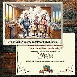 Funny Seniors Baking Get-together Invitation