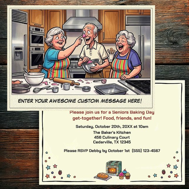 Funny Seniors Baking Get-together Invitation (Creator Uploaded)