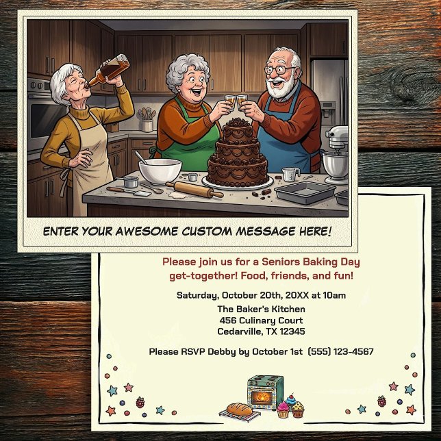 Funny Seniors Baking Get-together Invitation (Creator Uploaded)