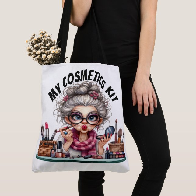 Funny Seniors Cosmetic Tote - See Back Bag (Close Up)