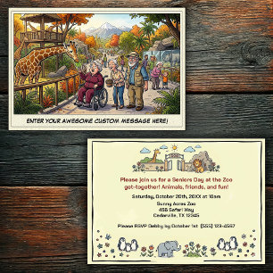 Funny Seniors Day at the Zoo Get-together Invitat Invitation
