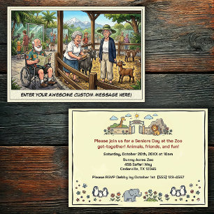 Funny Seniors Day at the Zoo Get-together  Invitat Invitation