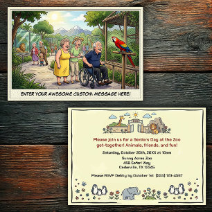 Funny Seniors Day at the Zoo Get-together  Invitat Invitation