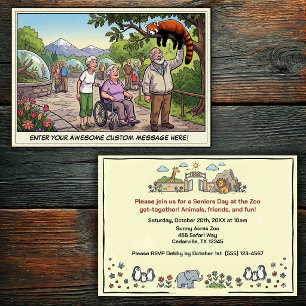 Funny Seniors Day at the Zoo Get-together Invitat Invitation