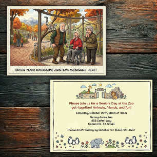 Funny Seniors Day at the Zoo Get-together  Invitation