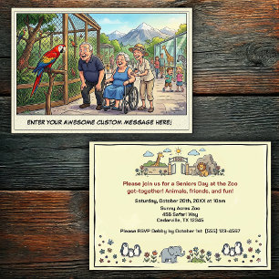 Funny Seniors Day at the Zoo Get-together  Invitation